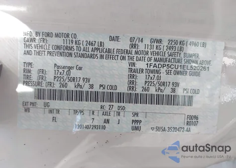 2014 Ford C-Max Energi Sel from USA, damaged, VIN 1FADP5CU1EL520261